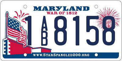 MD license plate 1AB8158