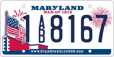 MD license plate 1AB8167