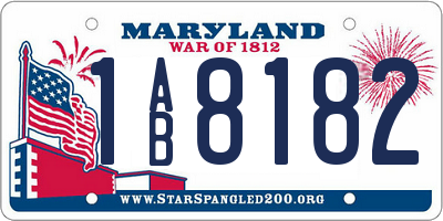 MD license plate 1AB8182