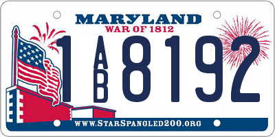 MD license plate 1AB8192