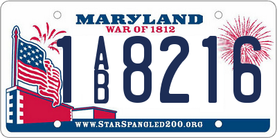 MD license plate 1AB8216