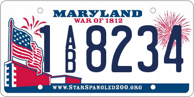 MD license plate 1AB8234