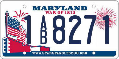 MD license plate 1AB8271