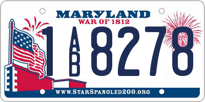 MD license plate 1AB8278