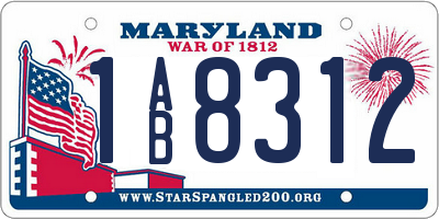 MD license plate 1AB8312
