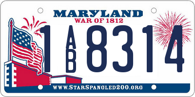 MD license plate 1AB8314
