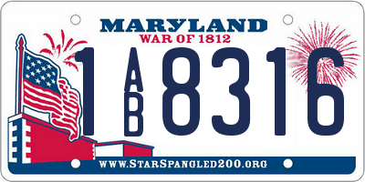 MD license plate 1AB8316