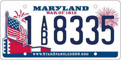 MD license plate 1AB8335