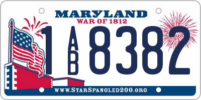MD license plate 1AB8382