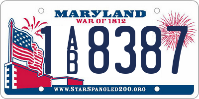 MD license plate 1AB8387