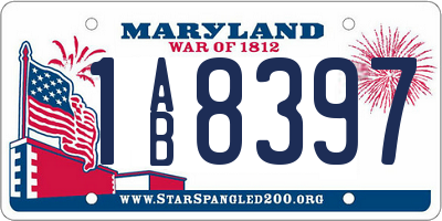 MD license plate 1AB8397