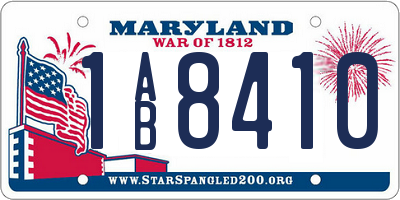 MD license plate 1AB8410