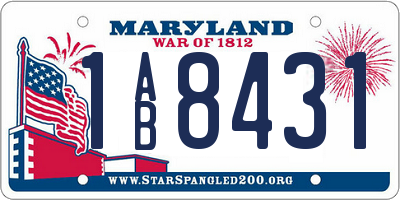 MD license plate 1AB8431