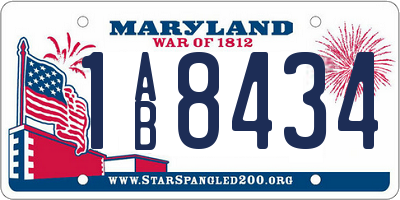 MD license plate 1AB8434