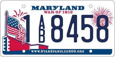 MD license plate 1AB8458