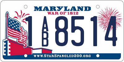 MD license plate 1AB8514