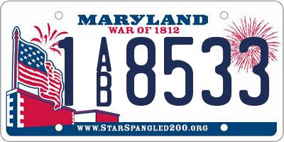 MD license plate 1AB8533
