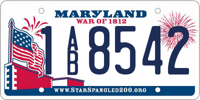MD license plate 1AB8542