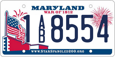 MD license plate 1AB8554