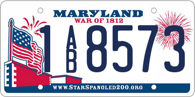 MD license plate 1AB8573