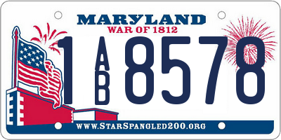 MD license plate 1AB8578