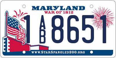 MD license plate 1AB8651