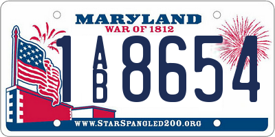 MD license plate 1AB8654