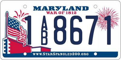 MD license plate 1AB8671