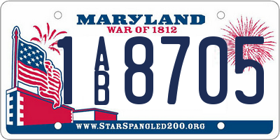 MD license plate 1AB8705