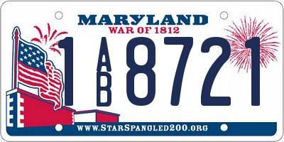 MD license plate 1AB8721