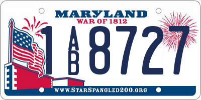MD license plate 1AB8727