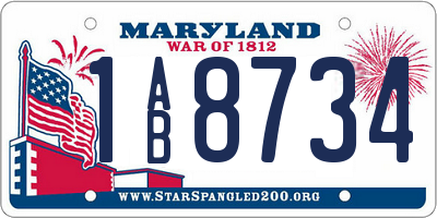 MD license plate 1AB8734