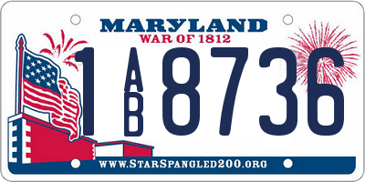 MD license plate 1AB8736