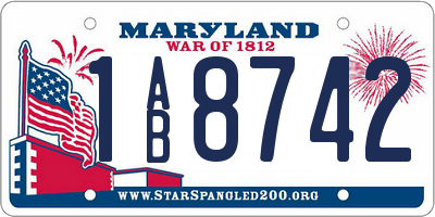 MD license plate 1AB8742