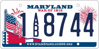 MD license plate 1AB8744