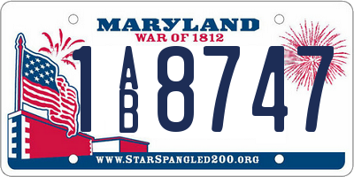 MD license plate 1AB8747