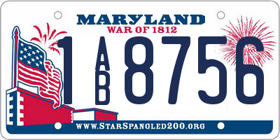 MD license plate 1AB8756