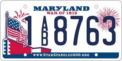 MD license plate 1AB8763