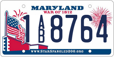 MD license plate 1AB8764