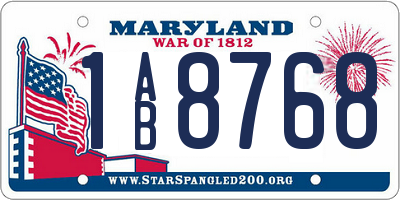 MD license plate 1AB8768