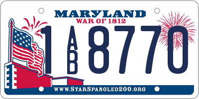 MD license plate 1AB8770