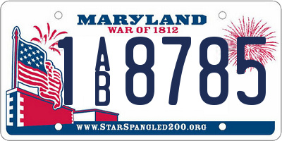 MD license plate 1AB8785