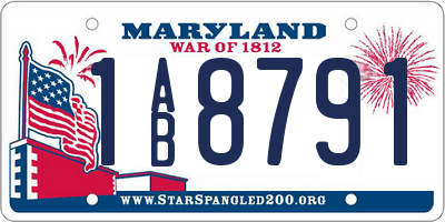 MD license plate 1AB8791