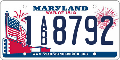 MD license plate 1AB8792