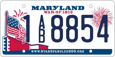 MD license plate 1AB8854