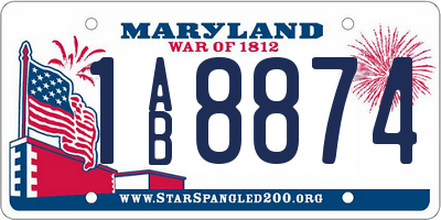 MD license plate 1AB8874