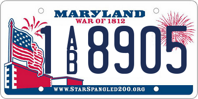 MD license plate 1AB8905