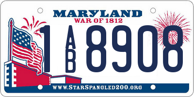 MD license plate 1AB8908