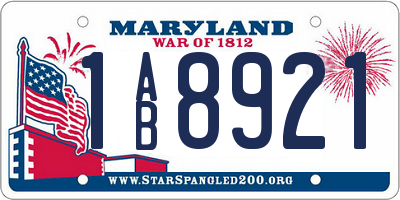 MD license plate 1AB8921