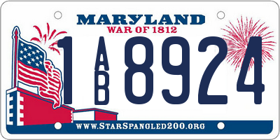 MD license plate 1AB8924